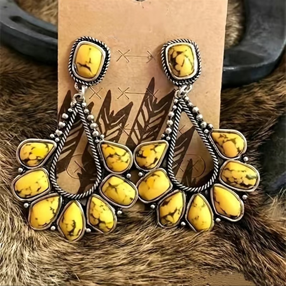 Vintage Boho Colorful Turquoise Drop Dangle Earrings NEW
